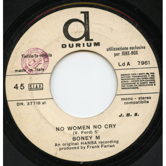 BONEY M.  - No Woman No Cry / Hard Luck Woman