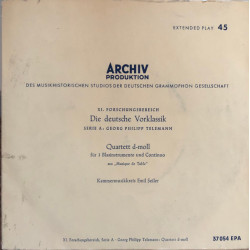 Telemann - Die deutsche Vorklassik, Serie A: Georg Philipp Telemann, Quartett d-moll für 3 Blasinstrumente und Continuo