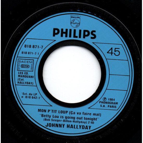 HALLYDAY JOHNNY - Mon P'tit Loup (Ça Va Faire Mal) / Casualty Of Love
