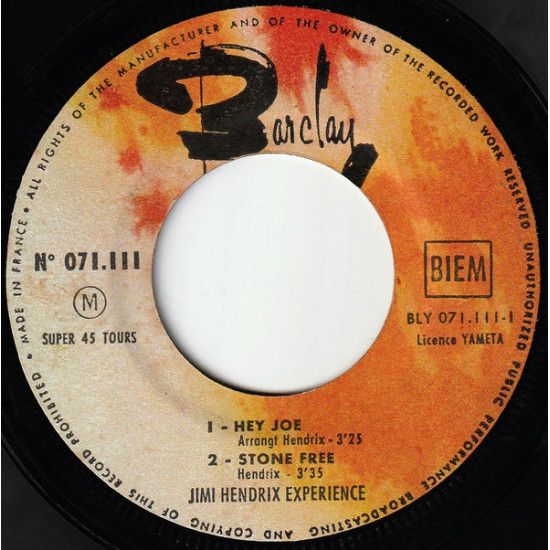 HENDRIX JIMI - HEY JOE/STONE FREE