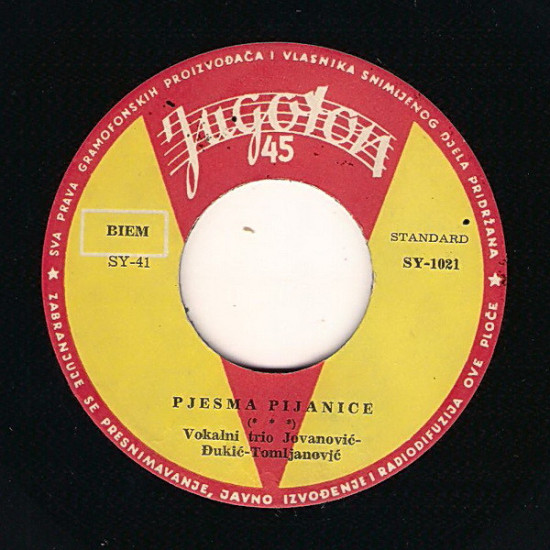 Vokalni Trio Jovanović - Đukić - Tomljanović - Pjesma Pijanice