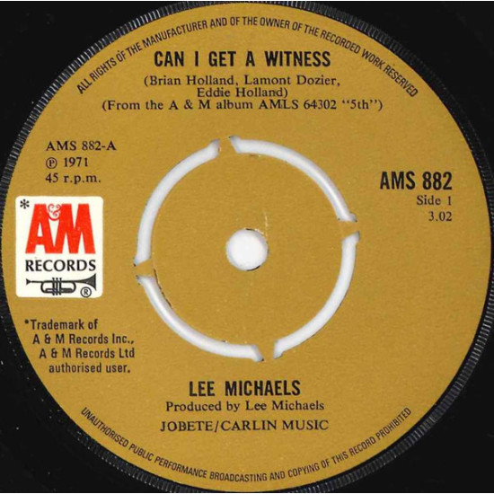MICHAELS LEE - Can I Get A Witness / You Are What You Do