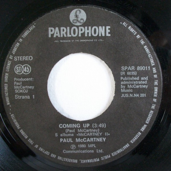 MCCARTNEY PAUL - COMING UP /LIVE COMING UP