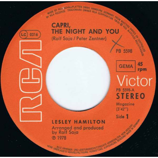 Hamilton Lesley - Capri, The Night And You / Roses Don't Grow