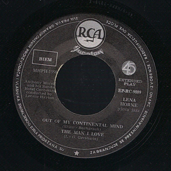 HORNE LENA  - OUT OF MY CONTINENTAL MIND/THE MAN I LOVE/A COCK-EYED OPTIMIST/I HAVE DREAMED/SURREY WITH THE FRINGE ON TOP