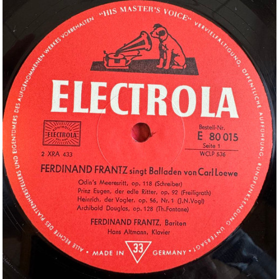 Carl Loewe, Ferdinand Frantz - Ferdinand Frantz Singt Balladen Von Carl Loewe