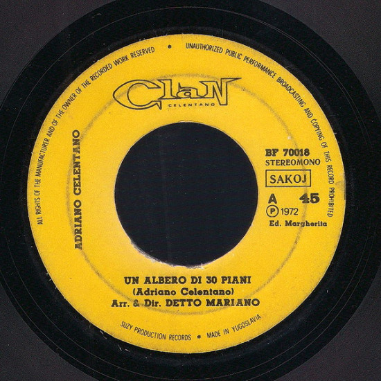 CELENTANO ADRIANO - Un Albero Di 30 Piani