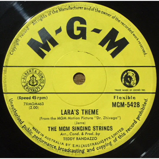 Mgm Singing Strings - Lara's Theme / A Patch Of Blue